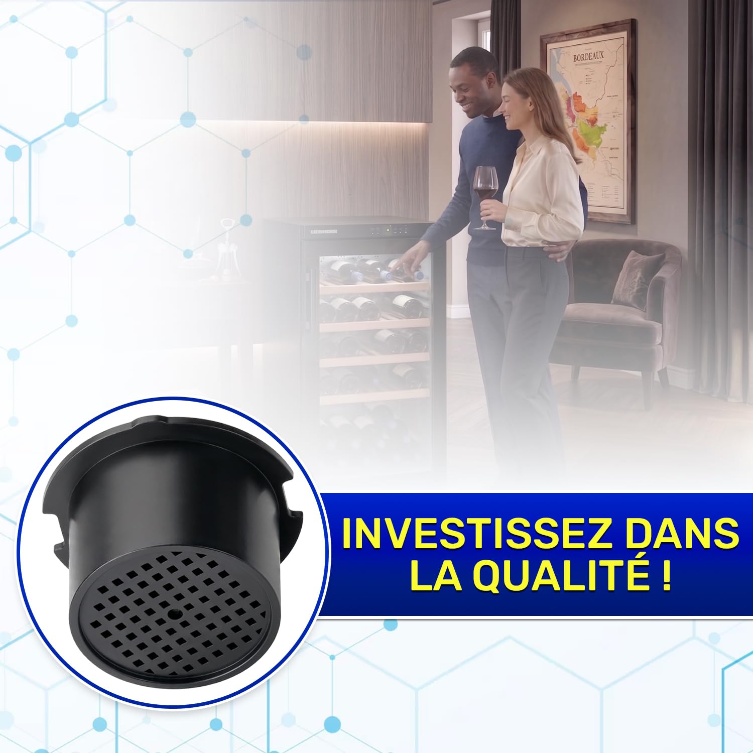 2 Pièces Filtre à Charbon Actif Frigo Cave a Vin Ø 51 mm avec Code Original 7433243 7440999 9192811 pour Liebherr 9447050 pour Miele 467217 606509 pour Bosch - MONTERAL