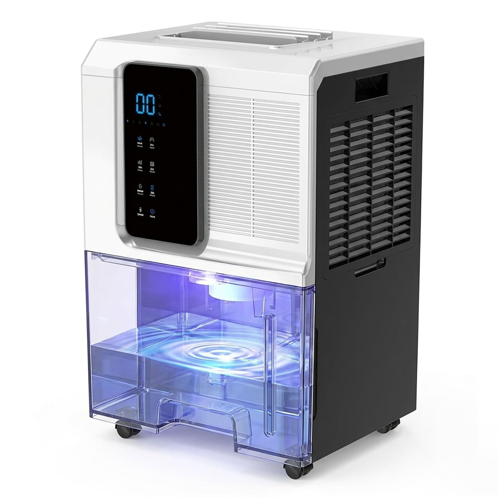 Deumidificatore d'aria elettrico, 65 l/giorno, serbatoio grande da 8 l, doppia ventola, Wi-Fi/app, purificazione a 6 stadi, deumidificatore antimuffa per ville di grandi dimensioni, scantinati, case