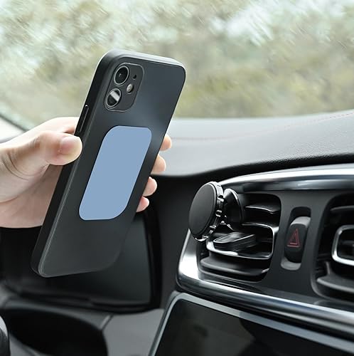 Miniatura 21 de Imanes de teléfono – Placas de metal universales, 2 rectangulares y 2 redondas con adhesivo, imanes de coche (negro)