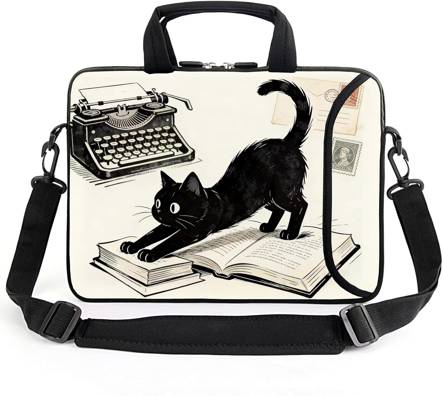 AMARY 13" 13.3" laptop sleeve chromebook case adjustable shoulder strap with handle accessory pocket (Cat-3)