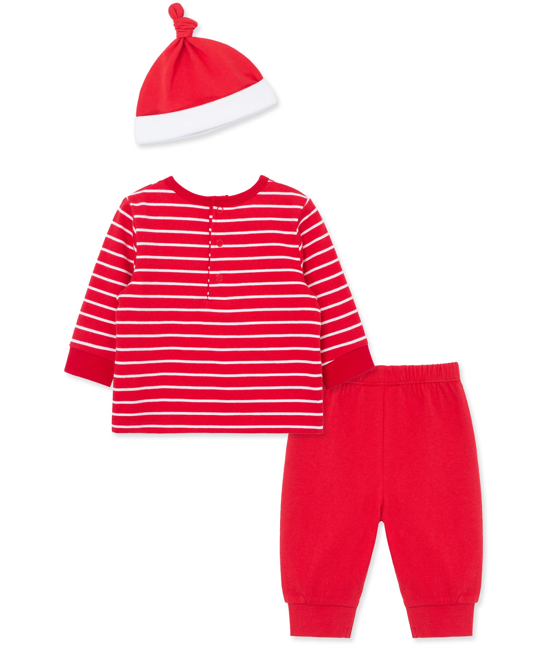 Little Me Clothes for Baby 3-Piece Christmas Santa Jogger Pajama Set, 3 Months