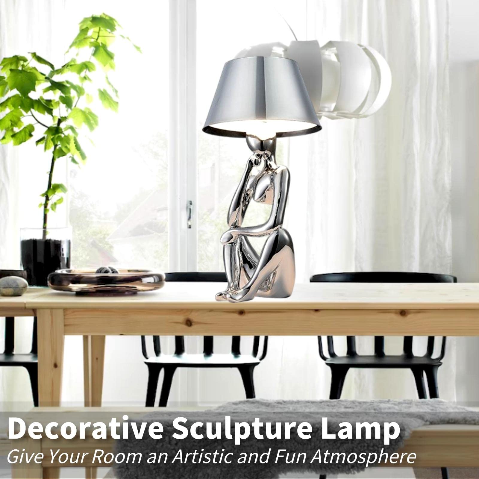 Lampada da tavolo senza fili, decorazione per la casa, lampada da scrivania touch, statue di pensatori creativi, sculture a LED, luce notturna per soggiorno, camera da letto, decorazione per