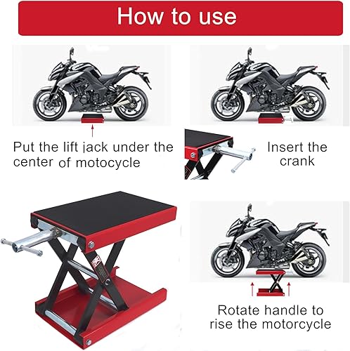 Miniatura 5 de XKH - Elevador de motocicleta de alta resistencia Scissor Jack Soporte de polipasto central para capacidad de peso de 1,100 lbs/ATV/motos de