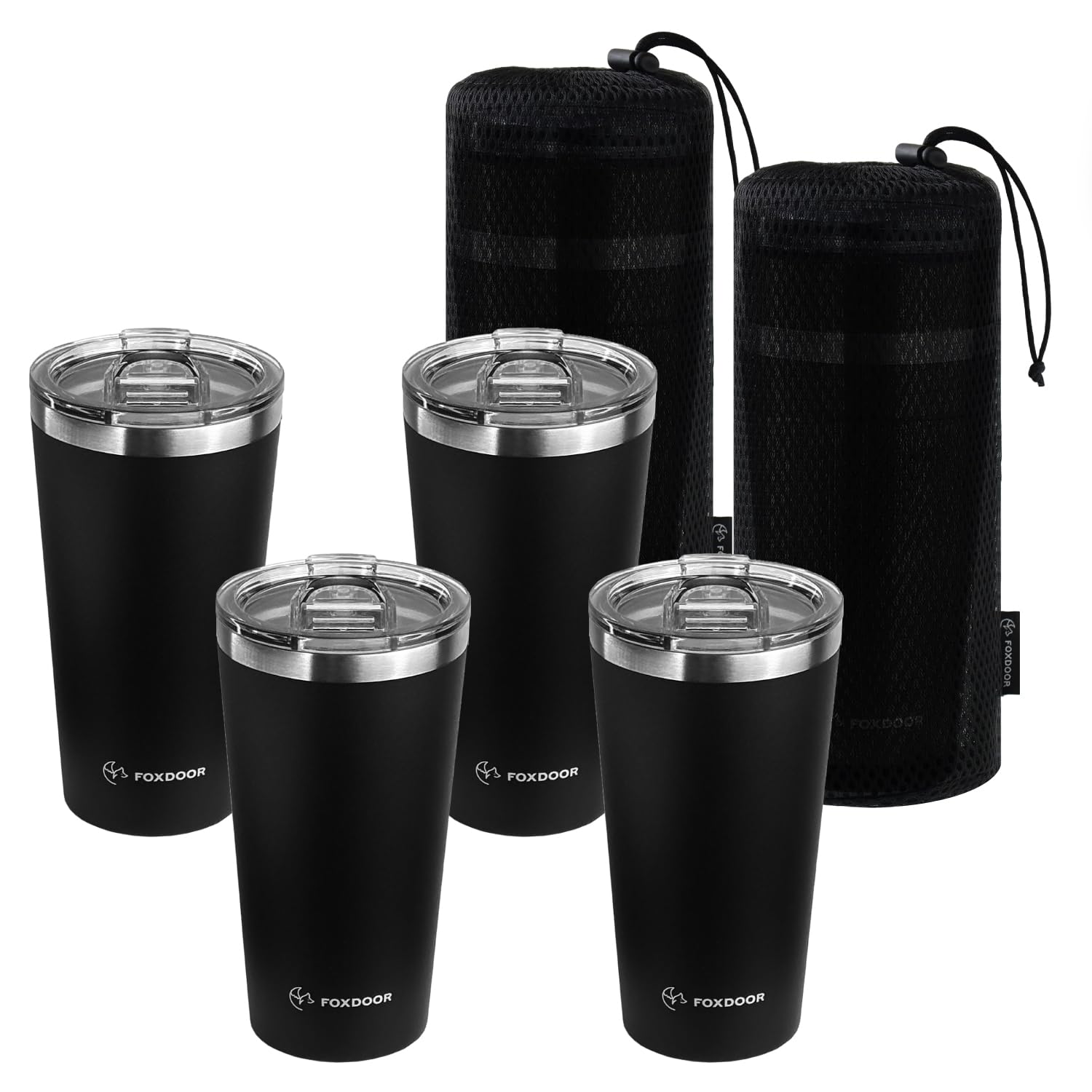 Amazon | FOXDOOR タンブラー 470ml 蓋付き 日本企画品 ブラック 2個 4