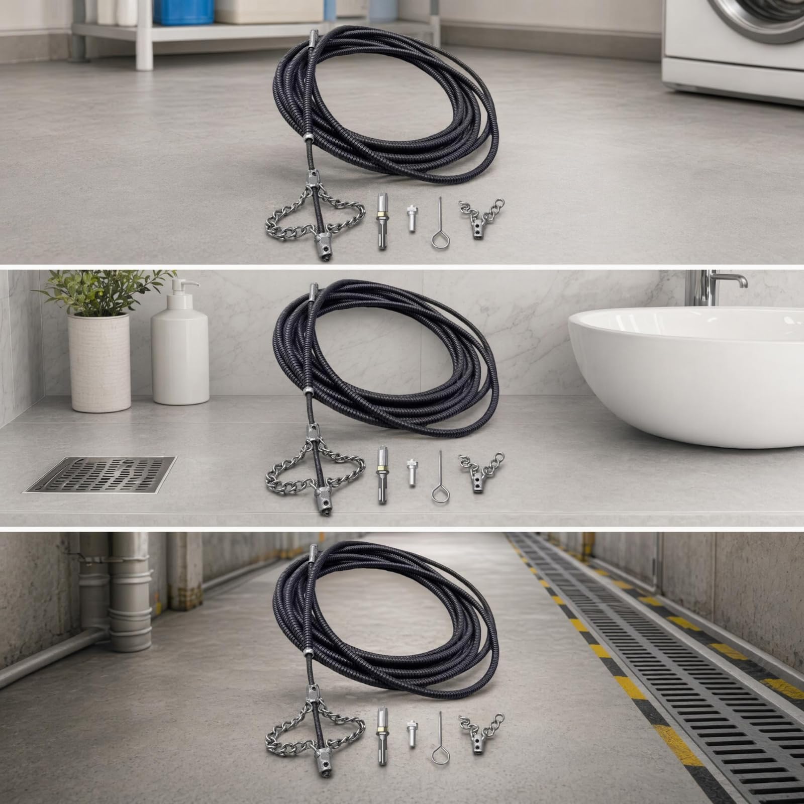 Desatascador de Desagües Cable Muelle Limpiador Manual para Tuberías Núcleo de Resorte Robusto con Acoplamiento Metálico Seguro Adecuado para Hogares, 5 Metros