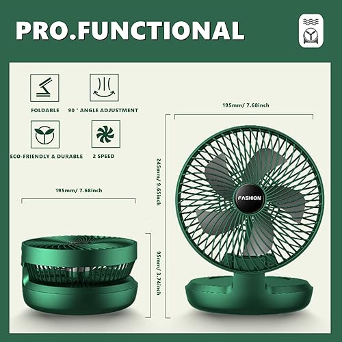 Miniatura 2 de Chchmu Mini ventilador de escritorio USB de 8 pulgadas, plegable, ventilador de mesa de escritorio de 3 velocidades, ventilador silencioso personal