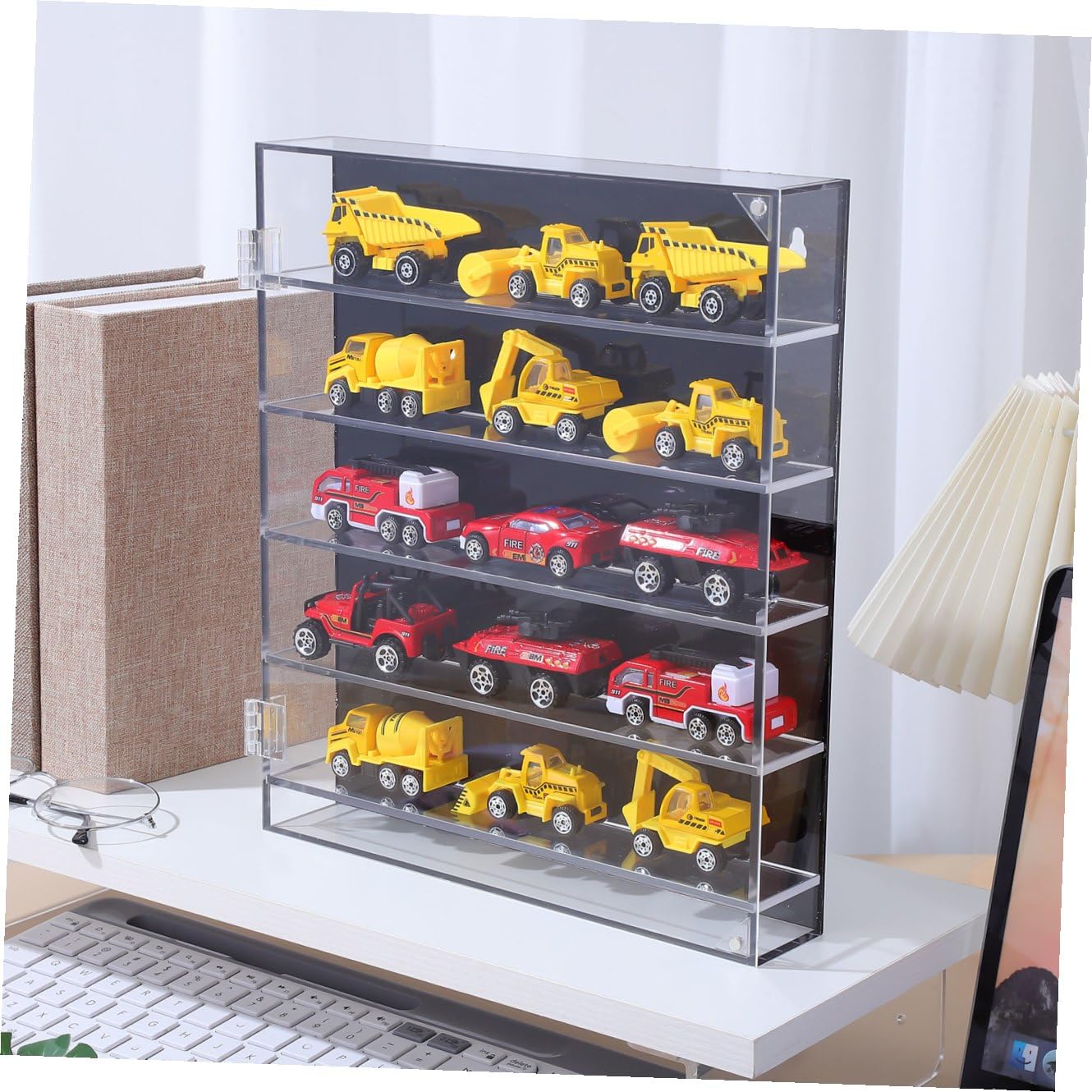 Toddmomy Acryl Spielzeugauto Display Vitrine aus Schwarz Stabilem Acryl Mehrschichtig und Transparent zur Tisch oder Wandmontage für Modellautos und Figuren