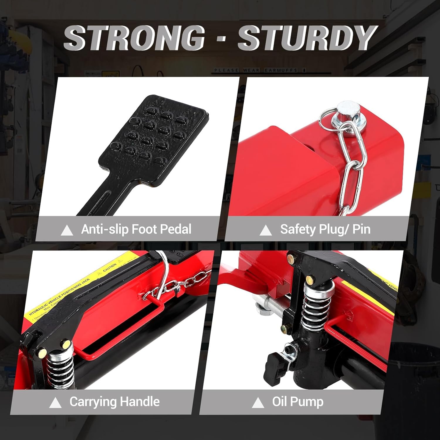 Professional Car and Trailer Dolly Set of 4 | Hydraulic 1500-Lbs Capacity Wheel Dollies | 12'' Heavy Duty Wheels for Vehicle Positioning | with Foot Pedal for Easy Auto Repair and Moving,red