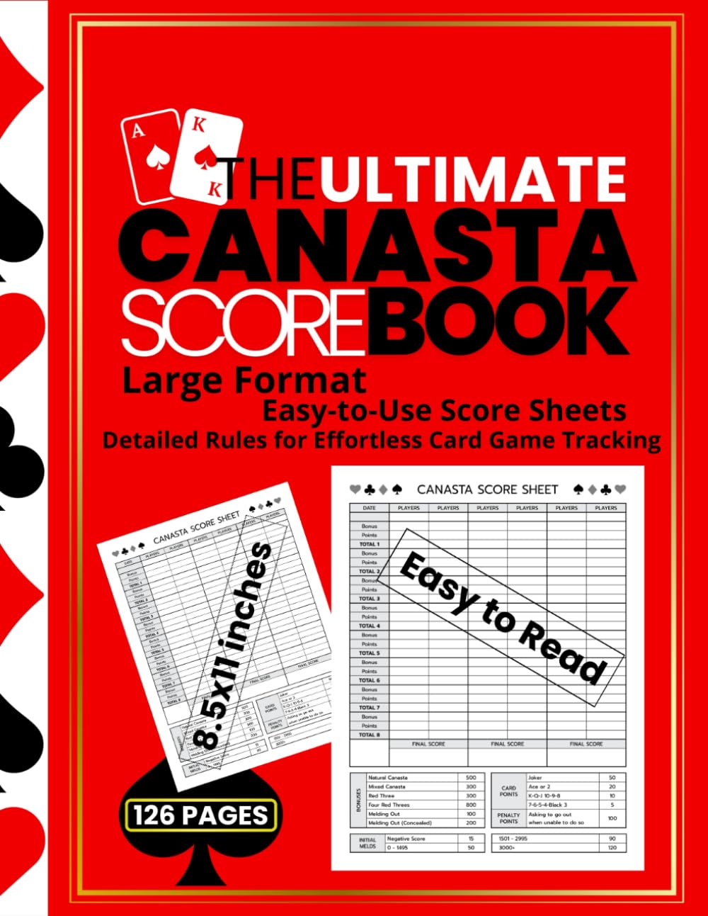 The Ultimate Canasta Scorebook: Large Format, Easy-to-Use Score Sheets, and Detailed Rules for Effortless Card Game Tracking