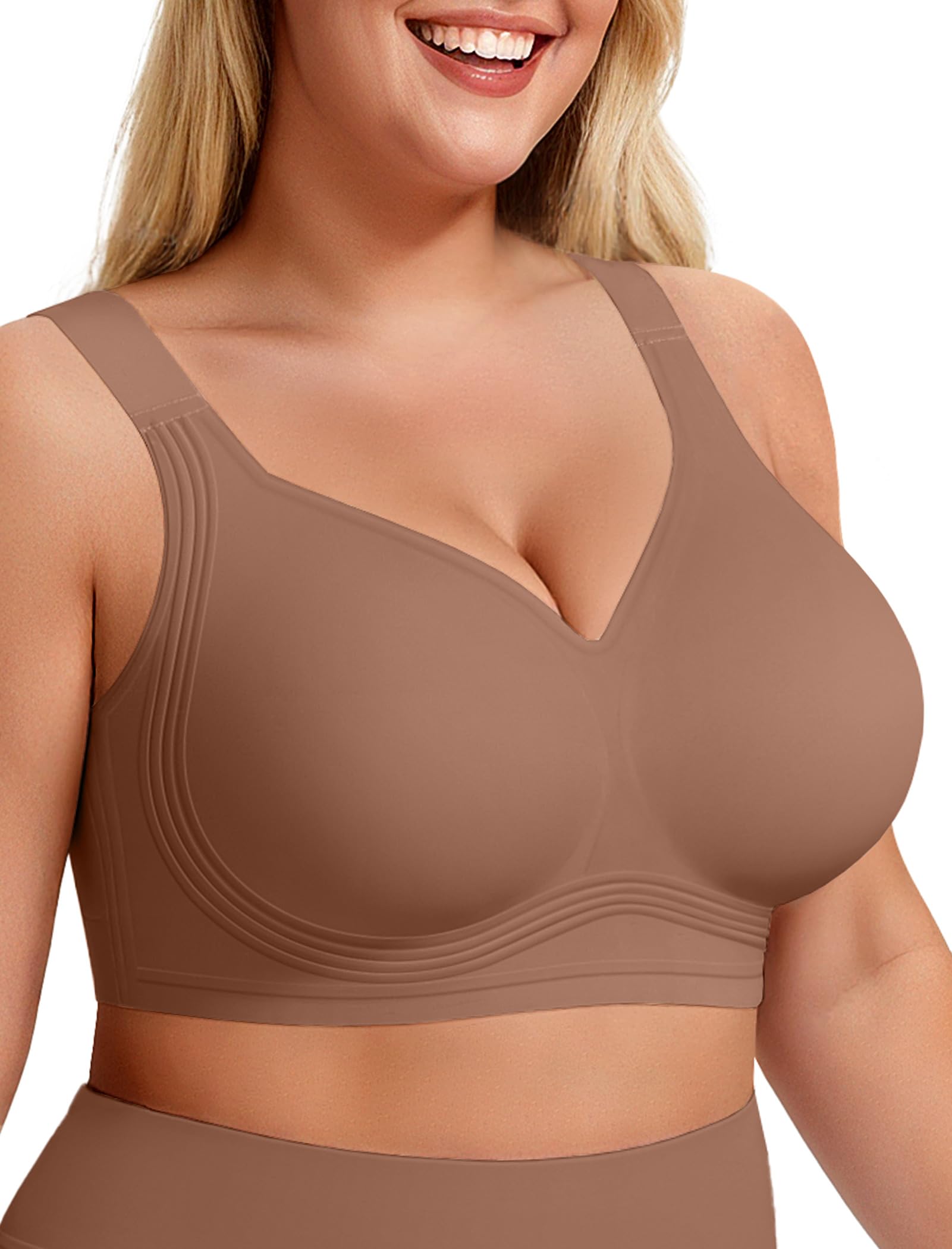 Bras for Women Supportive Wireless Push Up Bra Full Coverage No Underwire Seamless Plus Size for Older Women