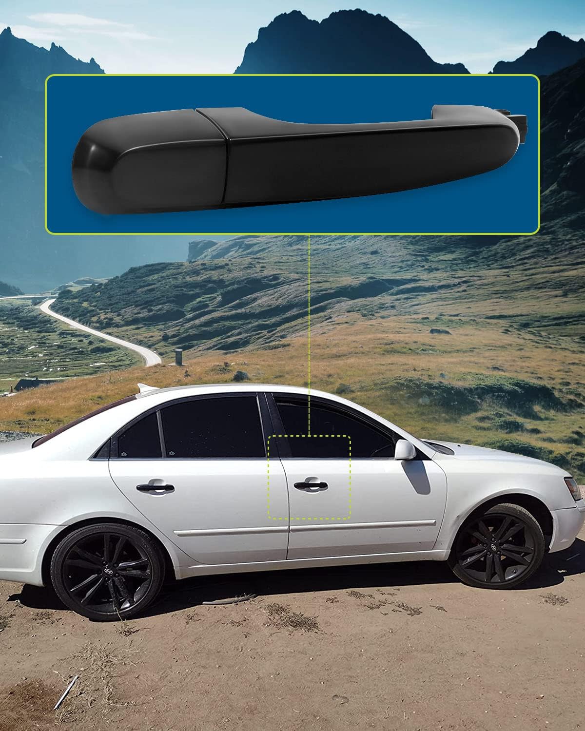 LUJUNTEC Exterior Front Passenger Side Door Handle Replacement fit for 2005-2010 for Kia for Sportage Smooth Black