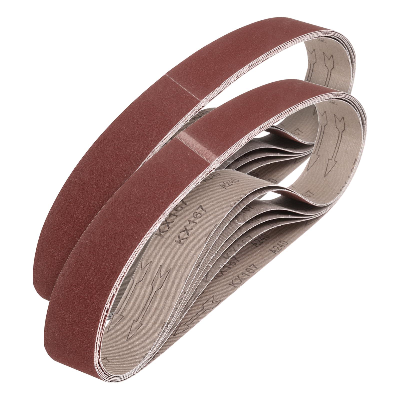sourcing map 30mm x 533mm Sanding Belts, 15 Pcs 80/120/150/240/400 Grit Aluminum Oxide Abrasive Belt Sander File Belt for Woodworking, Metal Polishing, Knife Sharpener