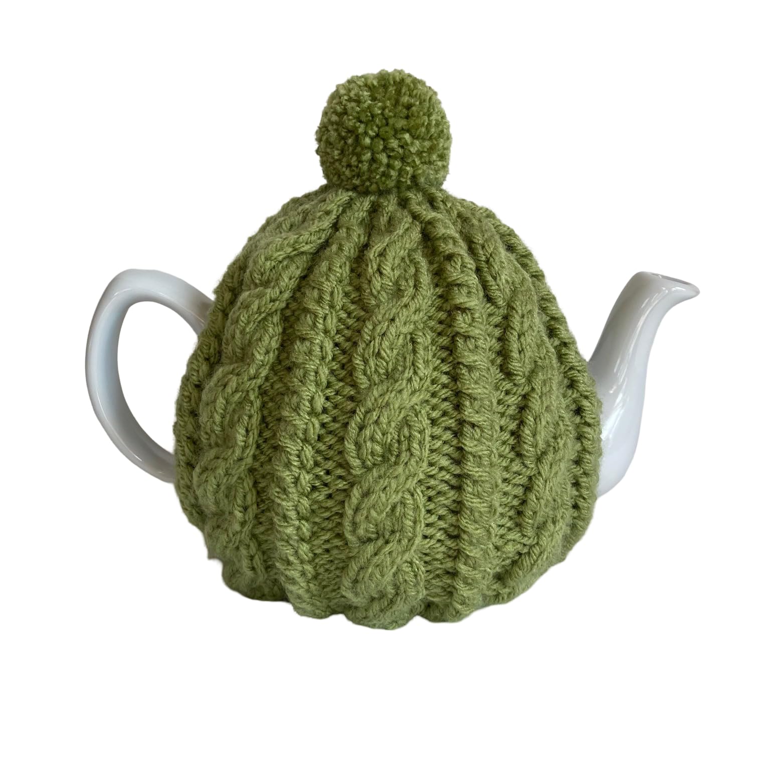 Meadow Green Cable Knit Tea Cosy - Fits 4 to 6 Cup Teapot