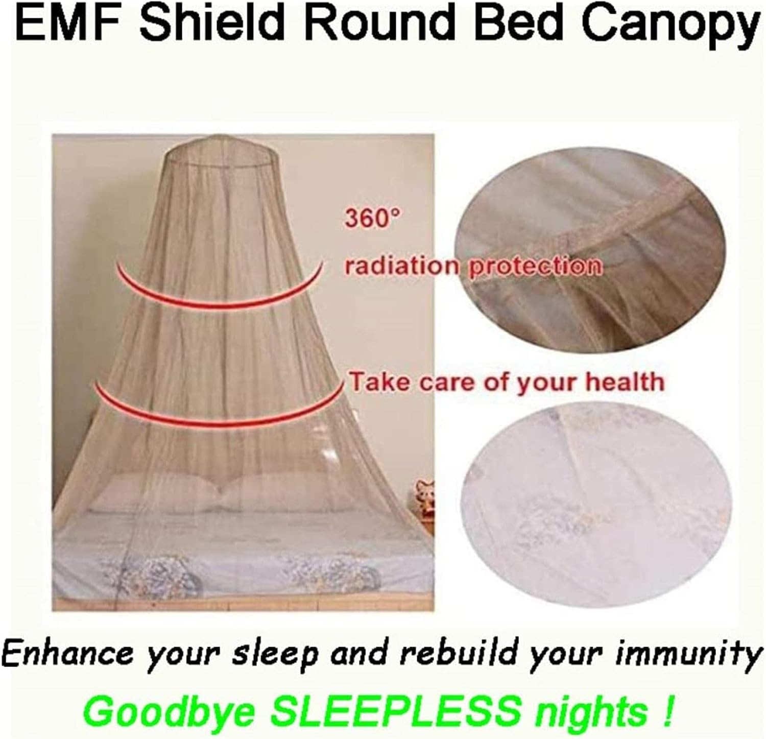 EMF Protection Anti Radiation Dome Bed Canopy,Blocks Radiation/EMF/WiFi/ 5G & Other RF(Size:Qween(50x230x800cm/1.6x7.5x26ft))