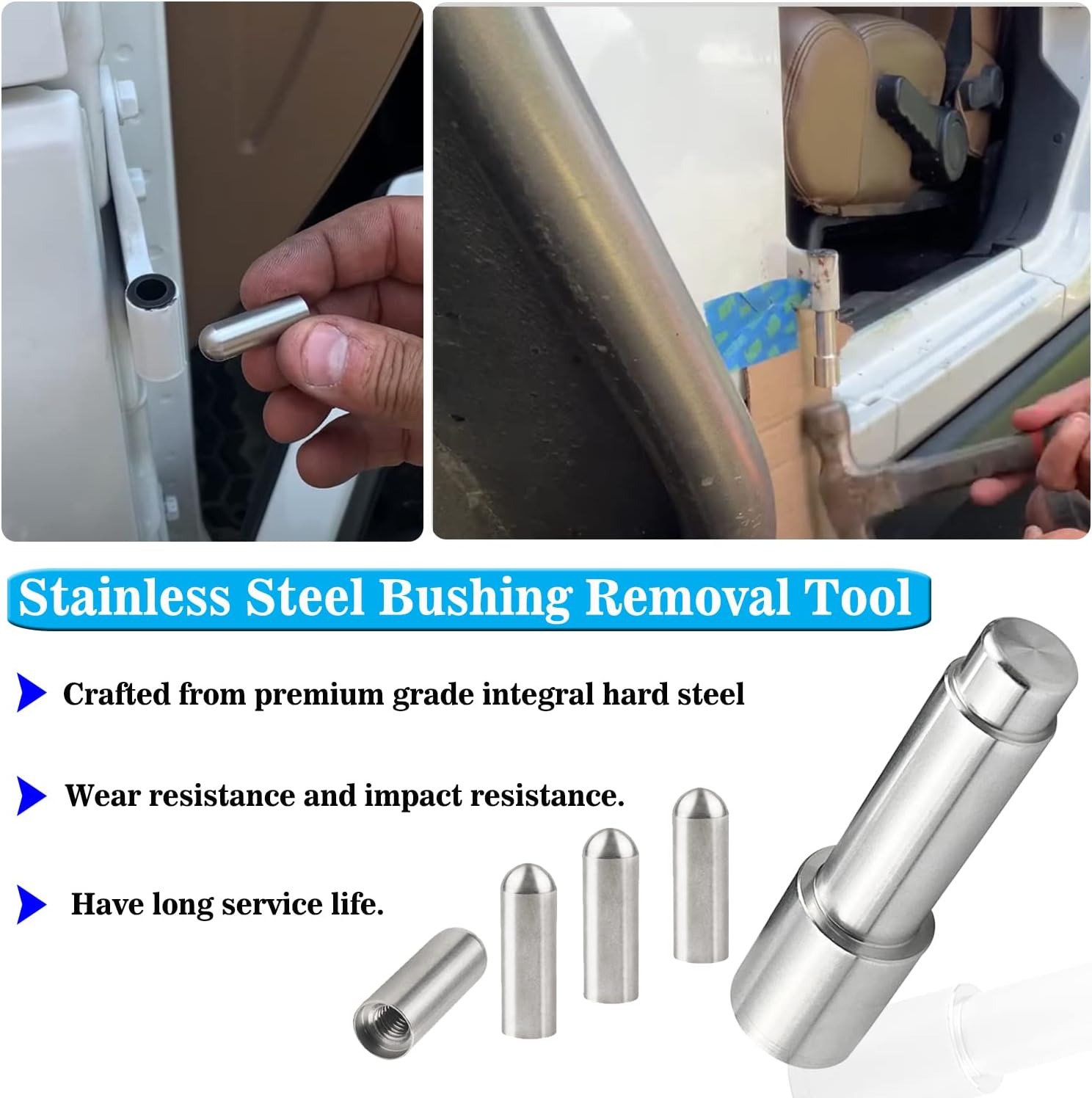 Door Bushing Removal Tool Hinge Liners Door Pin Guides for Jeep Wrangler JK JKU JL JLU Gladiator JT 2007-2021 (with Stainless Steel Hinge Bolts)…