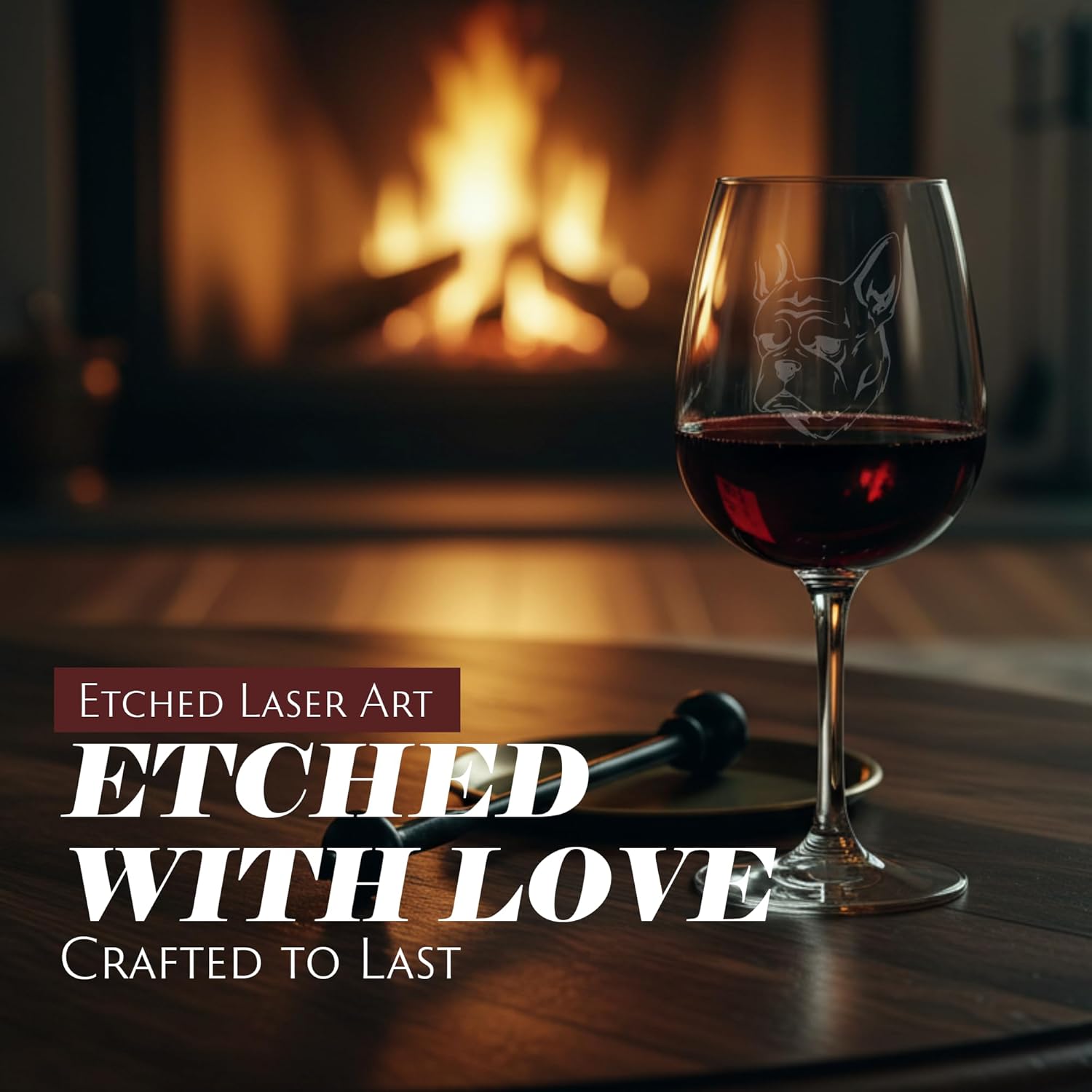 Etched Laser Art French Bulldog Personalized Dog Themed Etched 12.75oz Wine Glass Custom Dog Breed Wine Glasses, Ideal for Pet Lovers, Unique Birthday Gift for Men & Women, Personalized Gift - Image 5