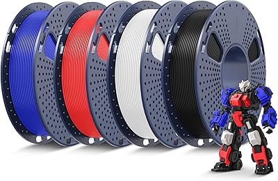 40 – SUNLU PLA+ 3D Printer Filament Bundle, 0.25kg Each Spool, Total 1kg, Mini Spool, PLA Plus Filament 1.75mm, 4 Packs, Black+White+Red+Klein Bl…