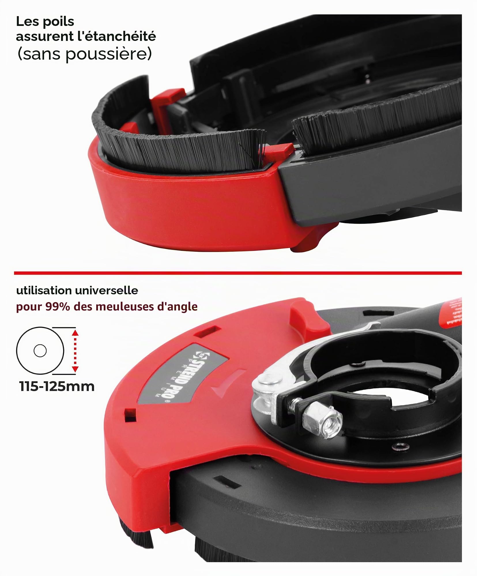 Hotte aspirante pour meuleuse d'angle 125mm / 115mm | FIT UNIVERSEL | aspiration flexible pour disque diamant 125mm | aspiration Meuleuse d'angle | Accessoires pour meuleuse d'angle