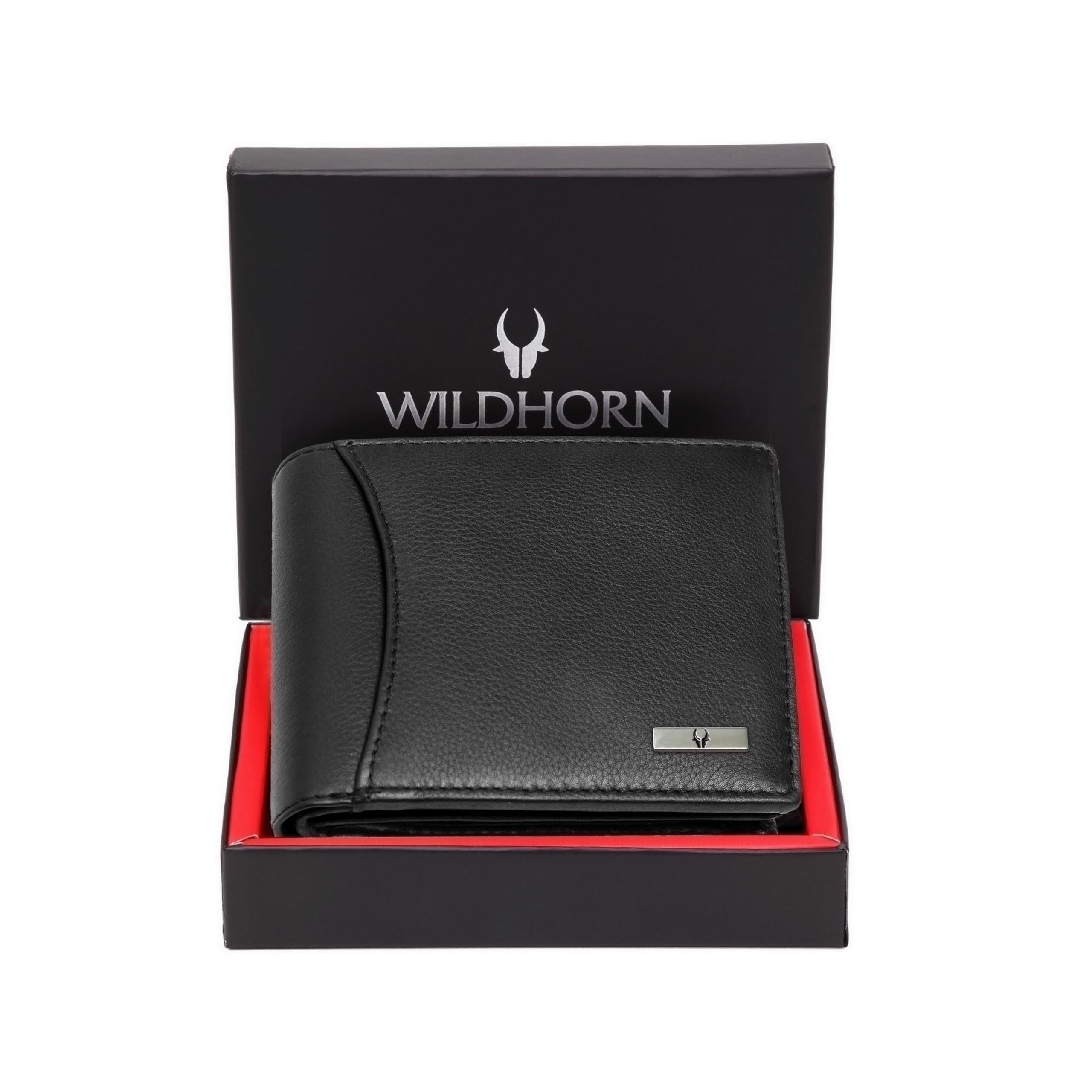 WildHorn Leather Wallet for Men, Black,(Pack of 1)