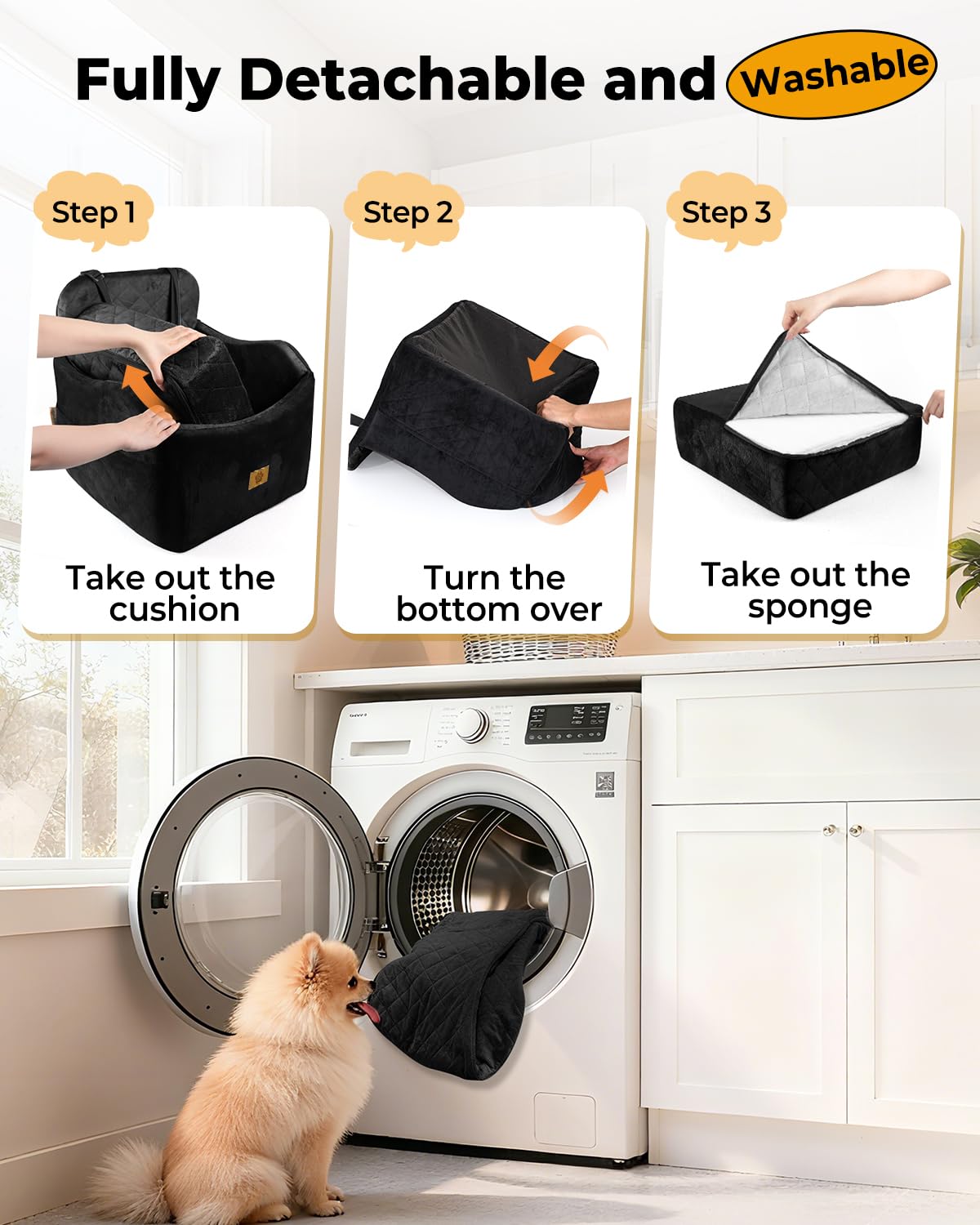 Ishineon Dog Car Seat for Small/Medium Dogs, Detachable Washable Dog Booster Car Seat Under 35lbs, High-Support Memory Foam,Travel Bed with Storage Pockets - image 8