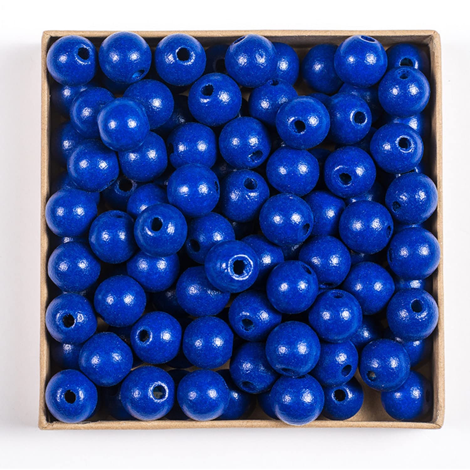 Decoendiy 100-Piece Wood Beads - 16mm Colored Round Craft Beads For Jewelry & DIY, Blue - View #2