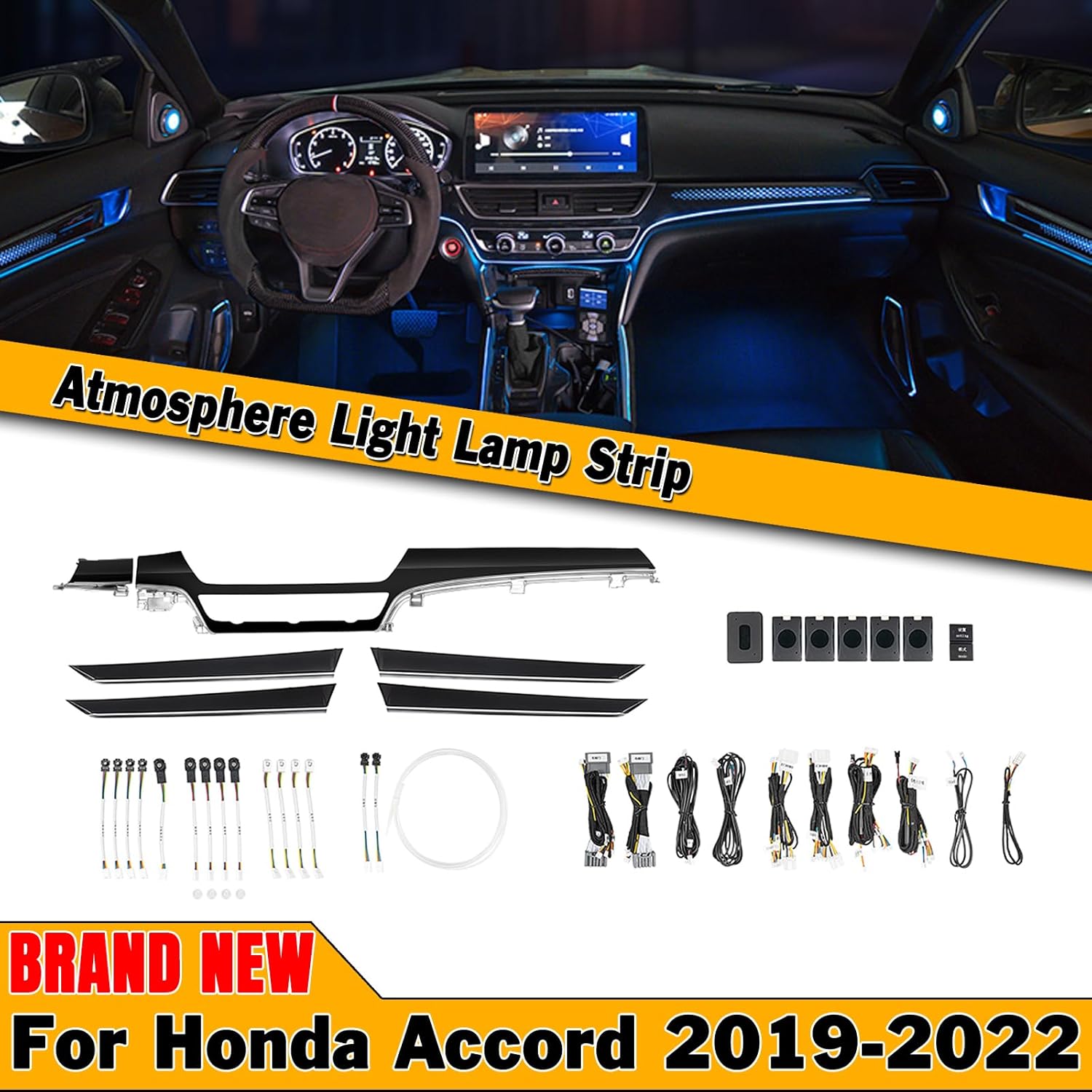For Honda Accord 10.5th 2019-2022 Interior Romantic Atmosphere Light Strip Trim