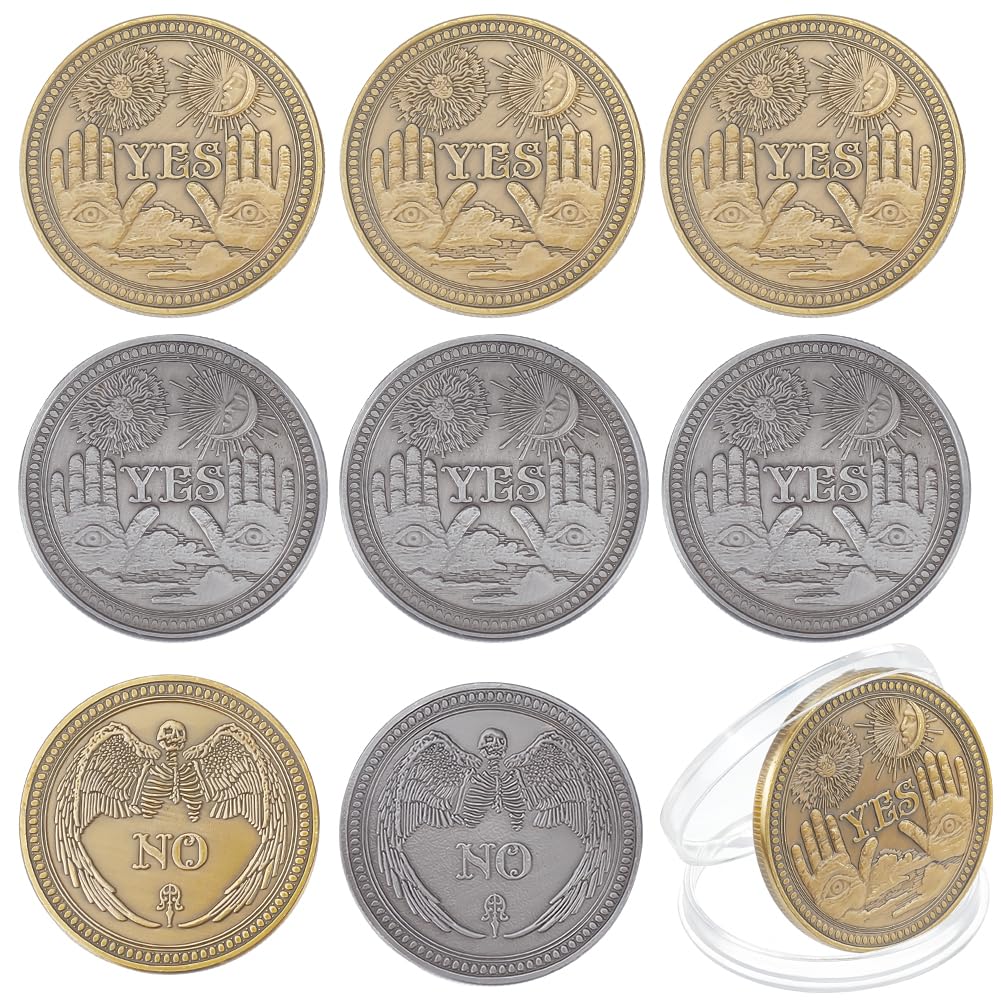 WEBEEDY 8PCS Yes No Challenge Coin Decision Maker Coin Lucky Medallion Souvenir Divination Flip Coin, 2 colori
