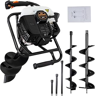 DC HOUSE 52cc 2.4HP Auger Post Hole Digger Gas Powered with Two Earth Auger Drill Bit 6" & 10"+ Extention Kit