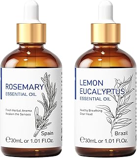 HIQILI Rosemary Essential Oil and Lemon Eucalyptus Essential Oil, 100% Pure Natural for Diffuser - 1.01 Fl Oz