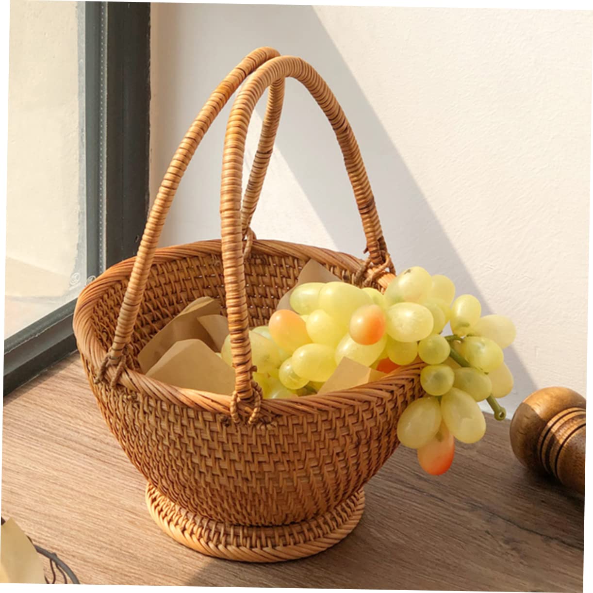 Cesto da Raccolta in Rattan Intrecciato per Frutta, Outdoor