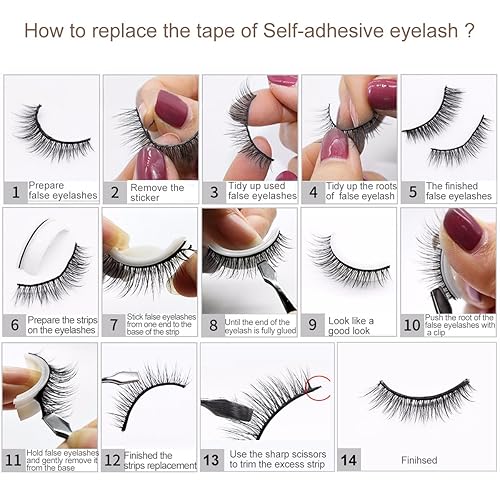 Miniatura 7 de Pestañas autoadhesivas, sin pegamento, extensiones de pestañas postizas reutilizables para maquillaje natural, pestañas largas y suaves de visón