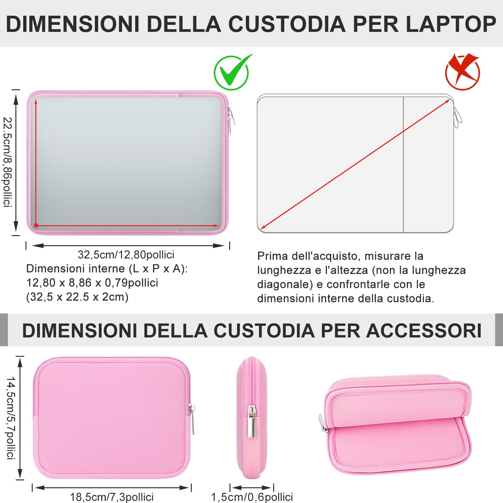 RAINYEAR Custodia per laptop per MacBook Air da 13 pollici M5 M4 M3 M2 M1 e custodia imbottita per MacBook Pro da 13,3 e 14 pollici con tasca frontale e tasca porta accessori, Rosa