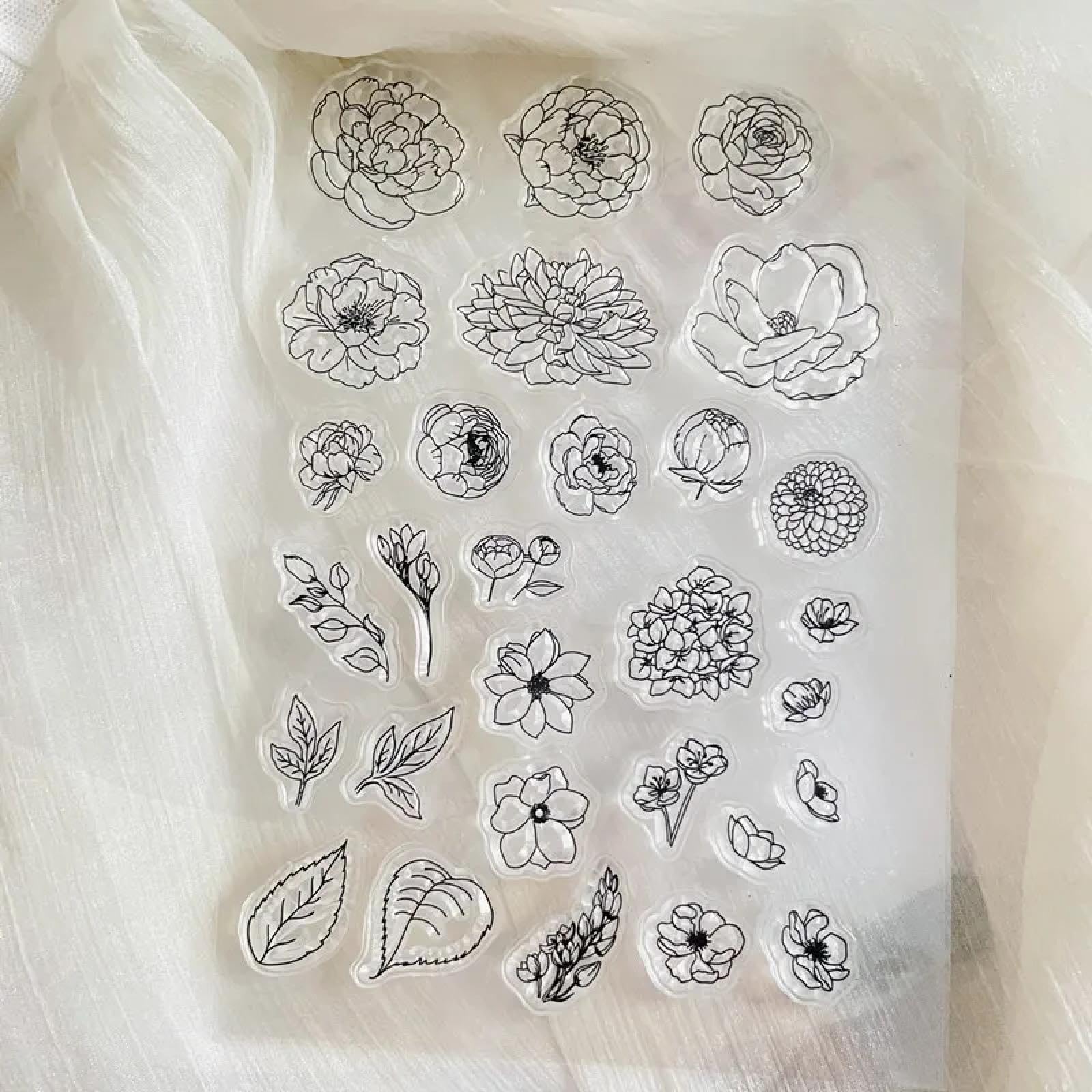 Francobolli per artigianato, forniture per la creazione di biglietti, 11 x 16 cm Boom Flower timbro trasparente in silicone timbro sigillo foglio per scrapbooking foto album decorazione