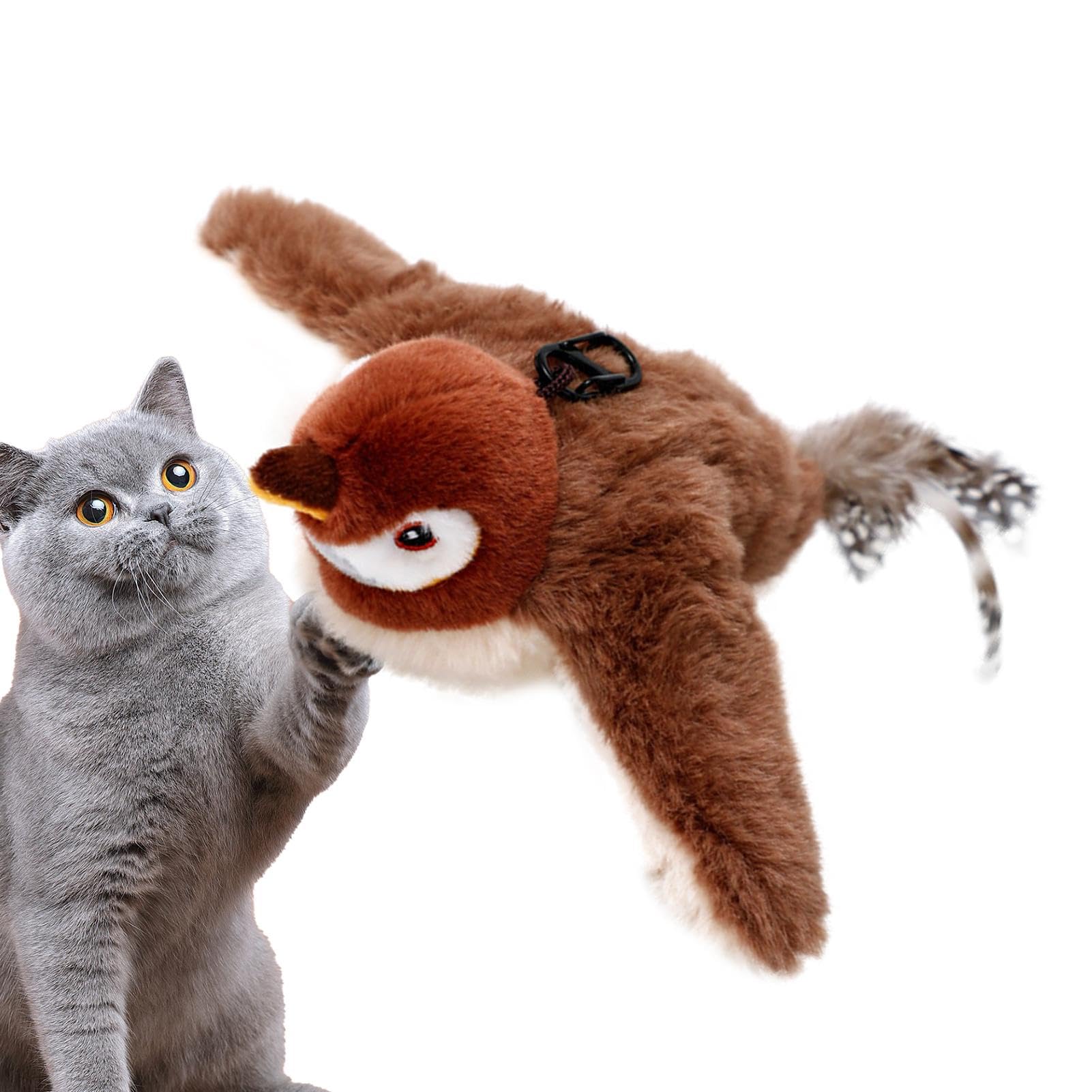 Bvizyelck Gorrión móvil interactivo, juguete interactivo para gatos, recargable, alas automáticas, juguetes de hierba gatera, juguetes para gatos, gorrión de pájaro recargable, juguetes interactivos