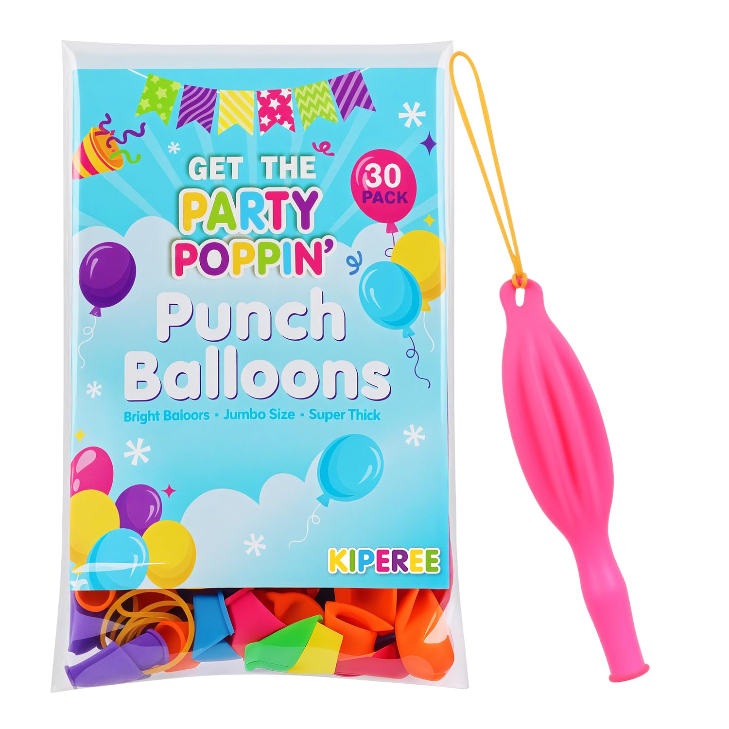 KIPEREE Punch Balloons for Kids, 30 Pack, 18 Inch Heavy Duty, Durable & Thick Balloons