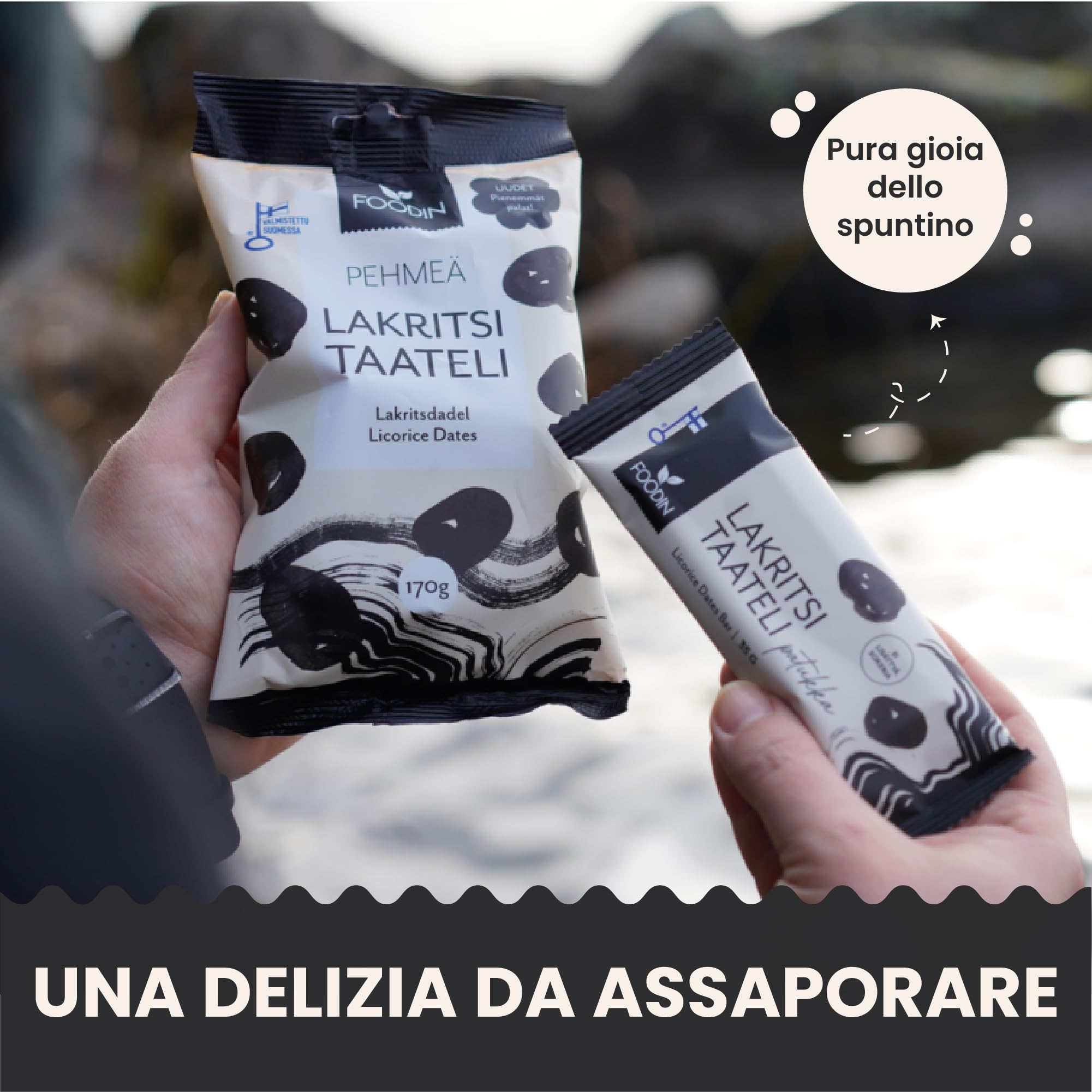 FOODIN Barretta Datteri alla Liquirizia – Snack Vegano Senza Zuccheri Aggiunti, Senza Glutine, Naturale e Ricca di Fibre (18 x 35 g)