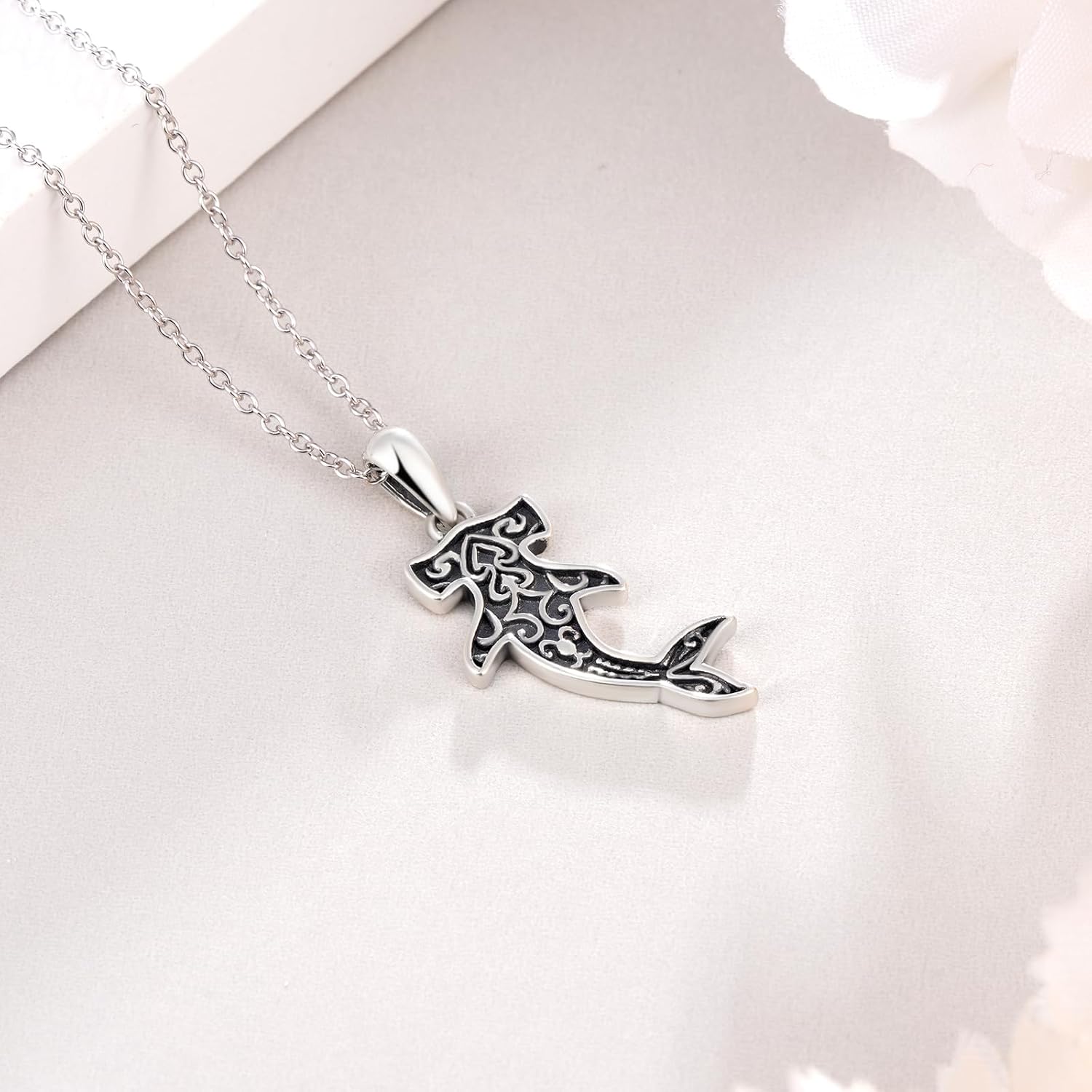 925 Sterling Silver Hammerhead Shark Pendant Necklace Jewelry Sterling Silver Ocean Jewekry - Image 2