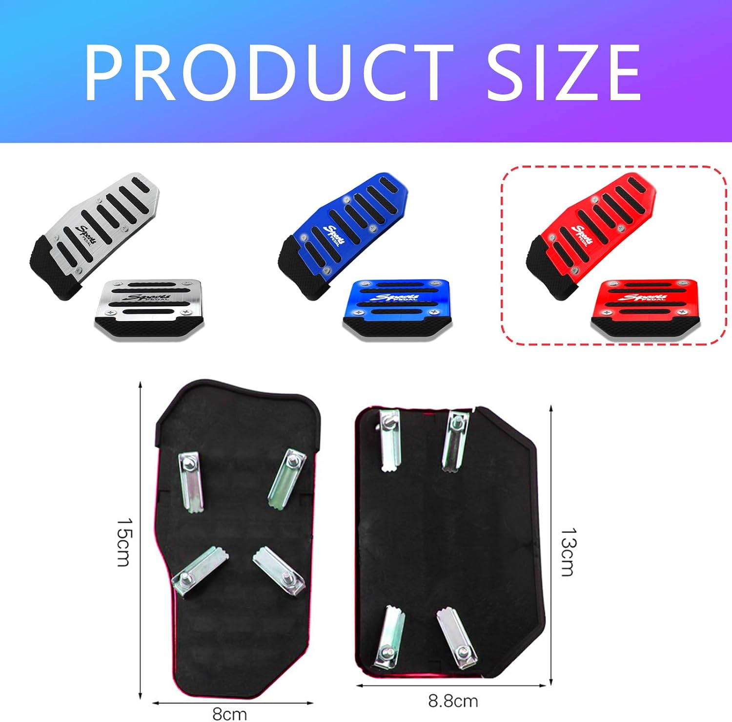 Pack-2 Non-Slip Car Pedal Pad Kit,Gas Pedal Covers,Car Brake Pedal Protectors,Universal Car Accessories for Car Safty (Red)