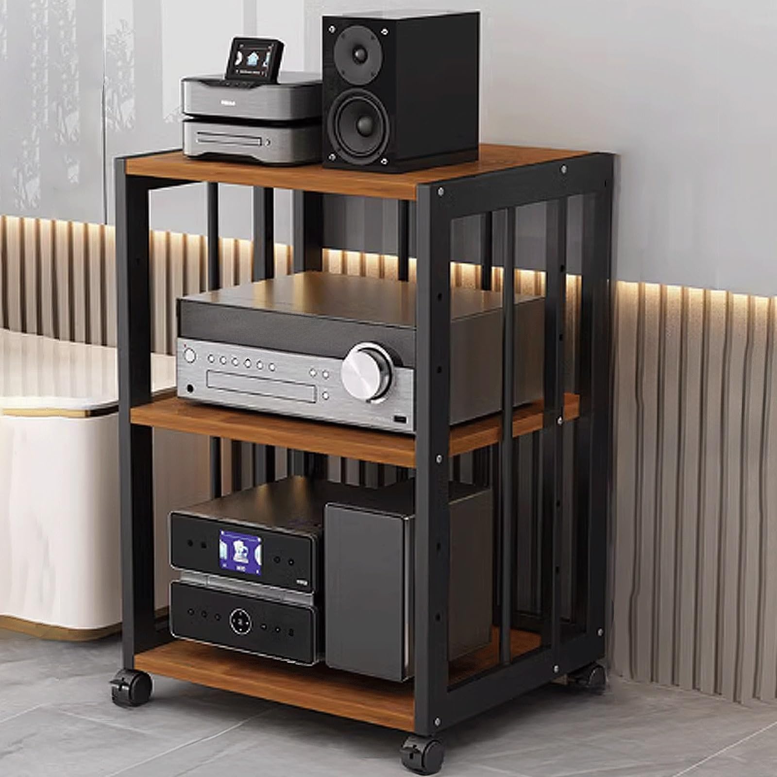Support audio robuste à 3 couches avec roulettes pour votre home cinéma