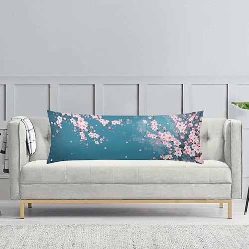 Miniatura 4 de Funda de almohada corporal con diseño de flores de cerezo, ramas de ciruelo, flor de cerezo, funda de almohada larga con cremallera, fundas de