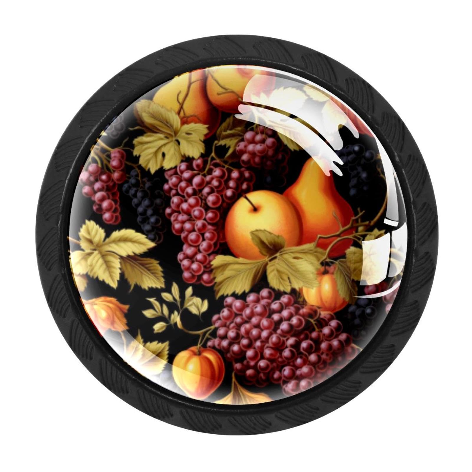 CHENZZZZ 4 Pack Black Thanksgiving Fruit Kitchen Handles, Cabinet Pulls Hardware for Cupboard Drawer Knobs Dresser Pulls