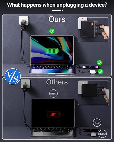 Miniatura 9 de SlimQ Cargador USB C de 100 W bloque de pared PD rápido y compacto de 4 puertos - Estación de carga de alta velocidad GaN tipo C - Adaptador de