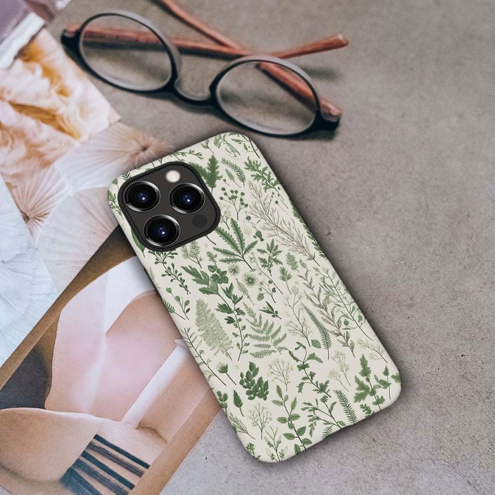 Case Compatible with iPhone 15 Pro Max,Hybrid 2-Layer Hard Shell,Shockproof Soft for Girl Women,Vintage Sage Green Floral Pattern - Image 6