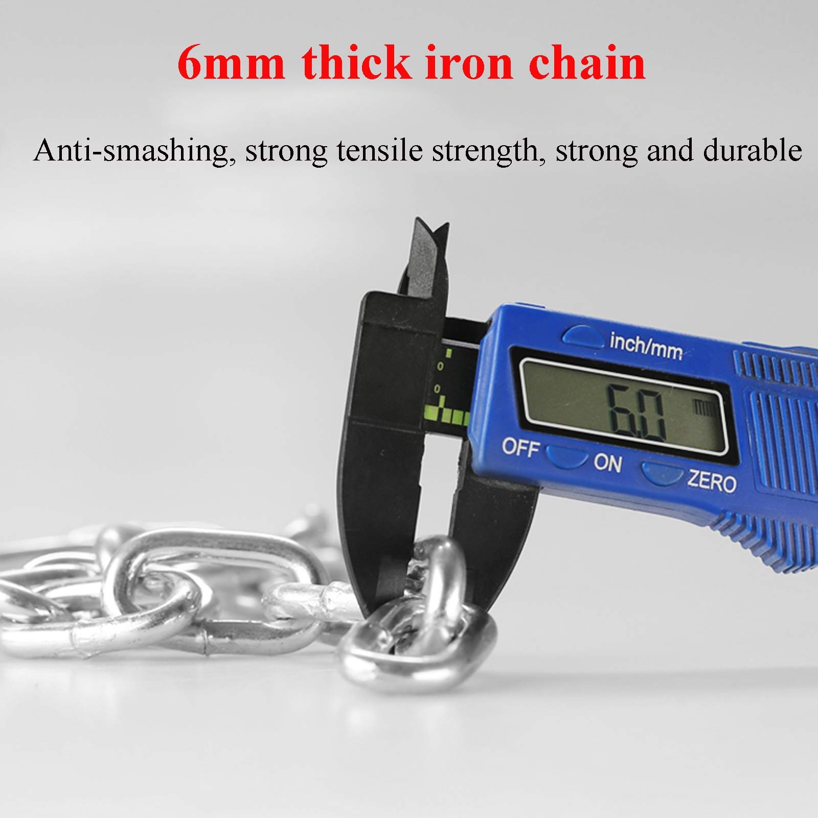 Lucchetto a chiave con catena in acciaio da 1,5 m, lucchetto antifurto di sicurezza for uso domestico e for esterni, dimensioni del lucchetto: 40x62 mm