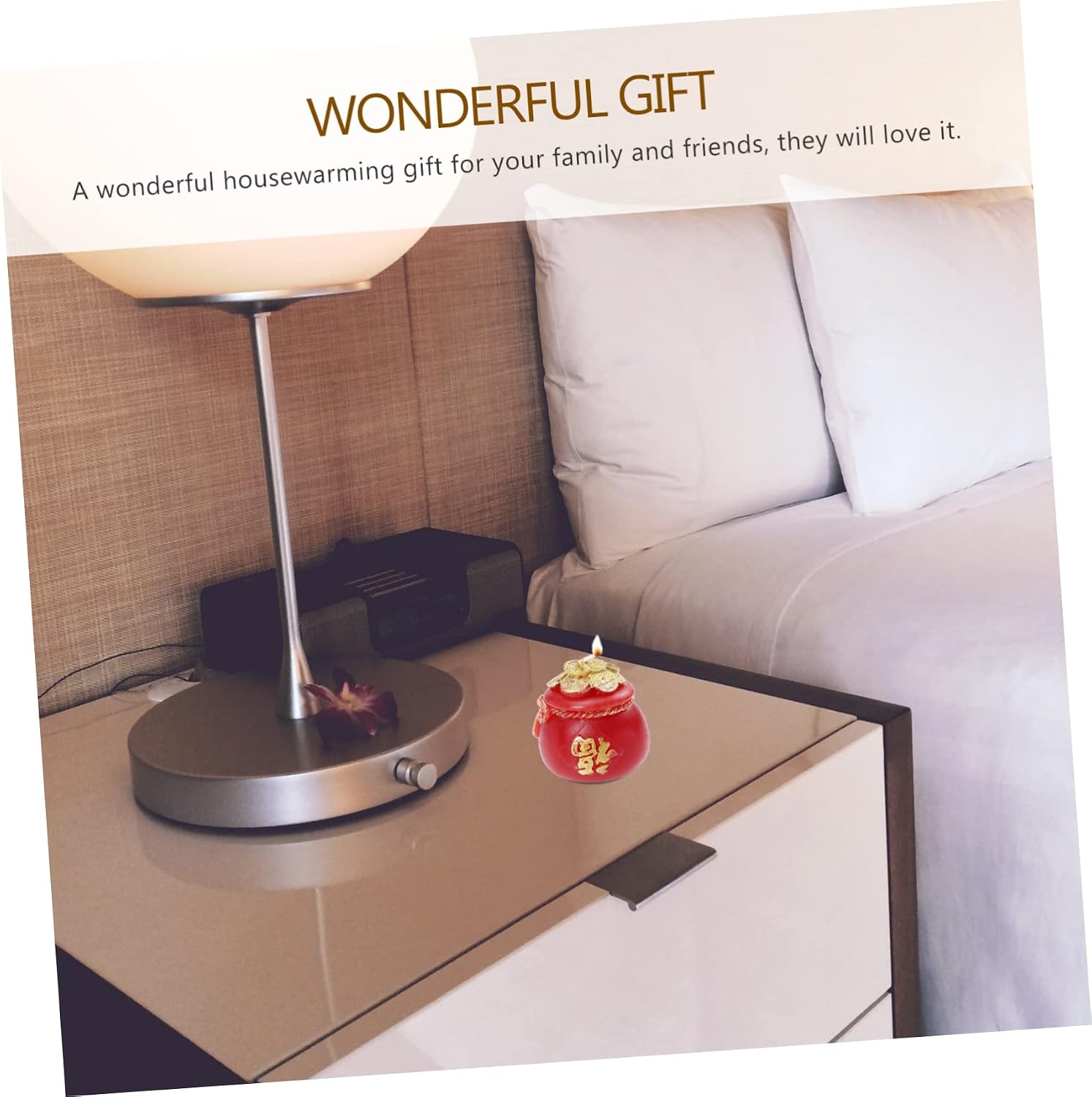 Festive Wish Candle with Blessing Design, Red Soybean Wax Decor