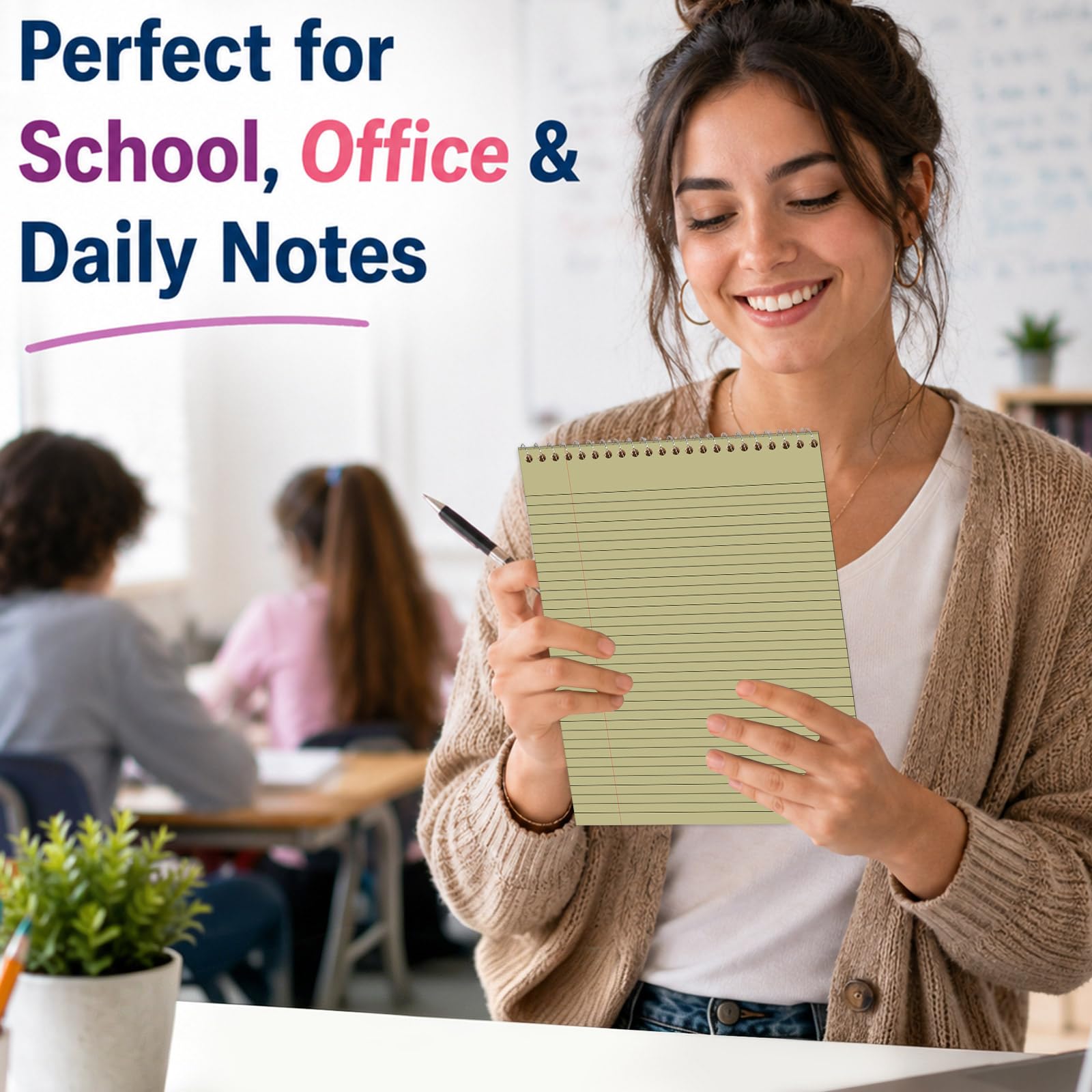 gisgfim 6 Pcs Boho Top Bound Spiral Notebooks 8-1/2" x 11" College Ruled Aesthetic Legal Pad Steno Pads Paper Notebook Wirebound Notepad for Writing School Office Business Supplies