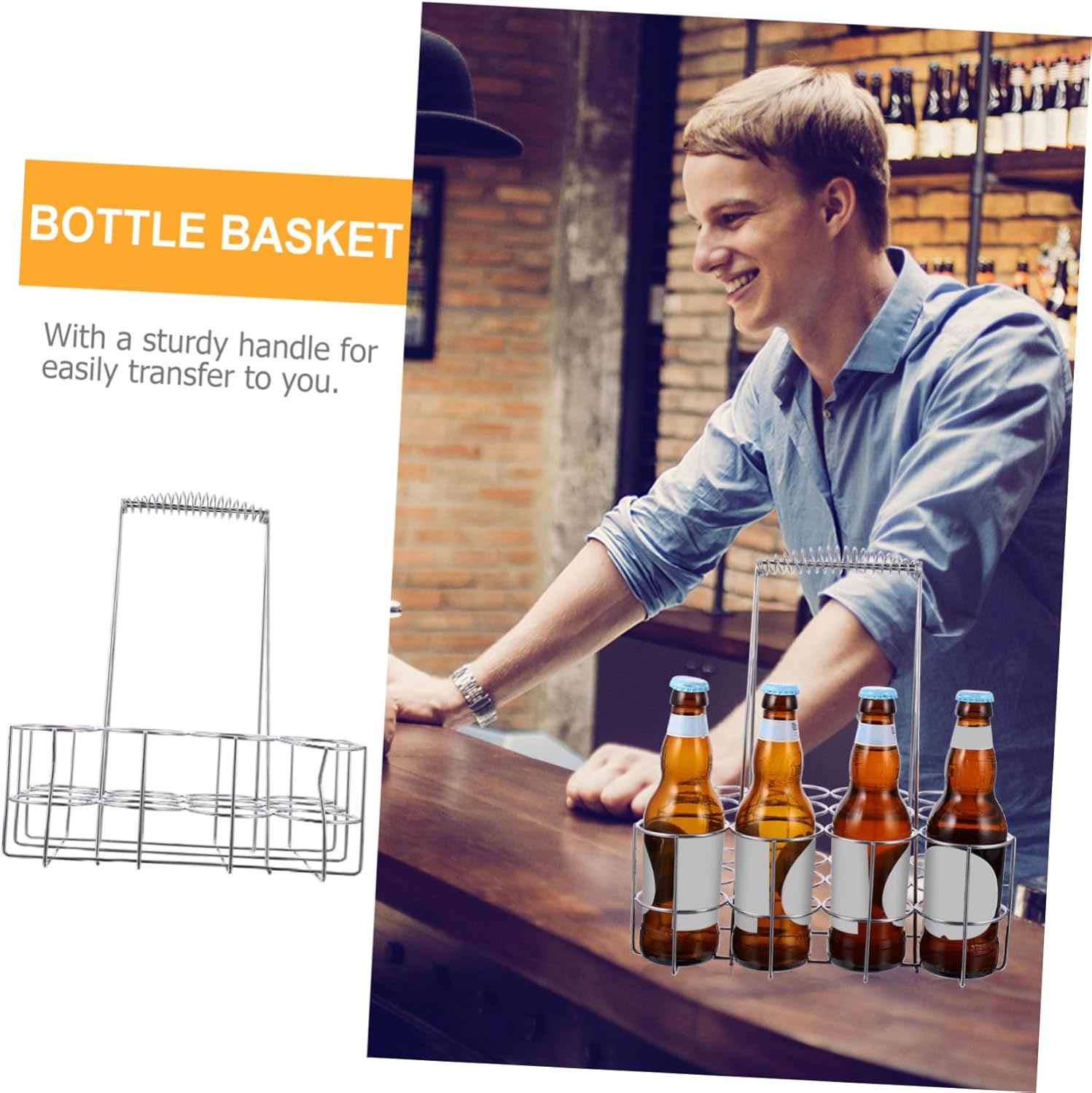 Beer Bottle Carrier Rack Sturdy Metal Beer Holder for Bottles Portable Storage Basket for Parties Bbqs and Home Brewing Friends