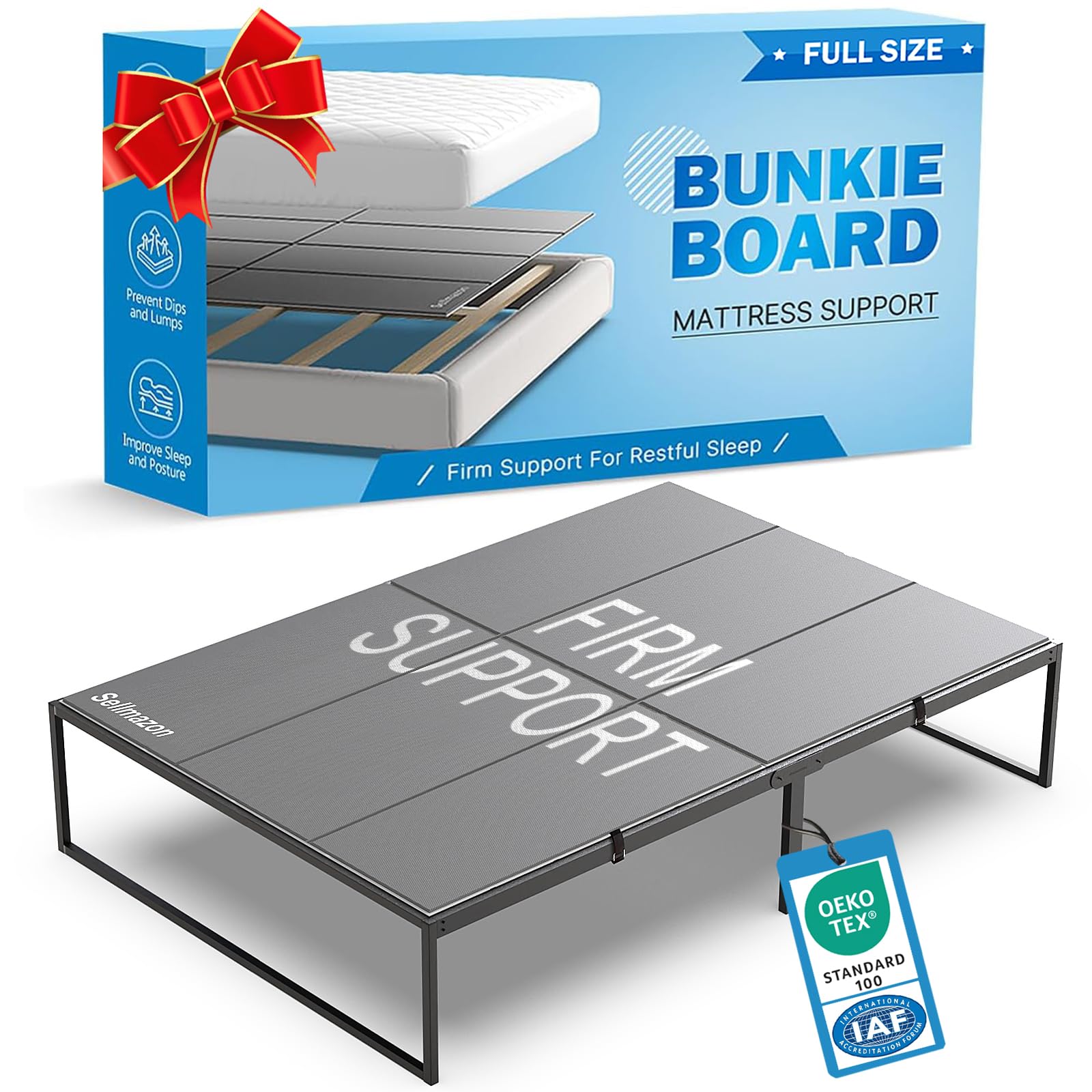 bunkie board full size (54x75''), heavy duty bed boards for frame | sleeper sofa support board to stop sagging mattress, breathable, noise minimizing, moisture resistant, gray