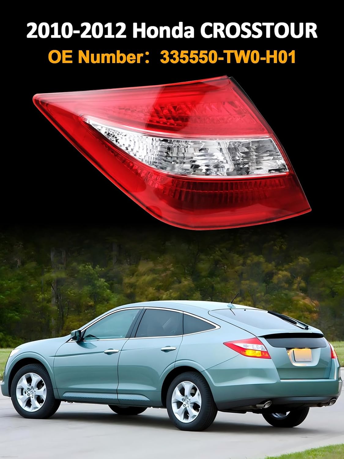 Tail Lights Compatible with Honda Crosstour 2010 2011 2012, Left Brake Turn Signal Taillight, Driver Side Taillamp Replacement