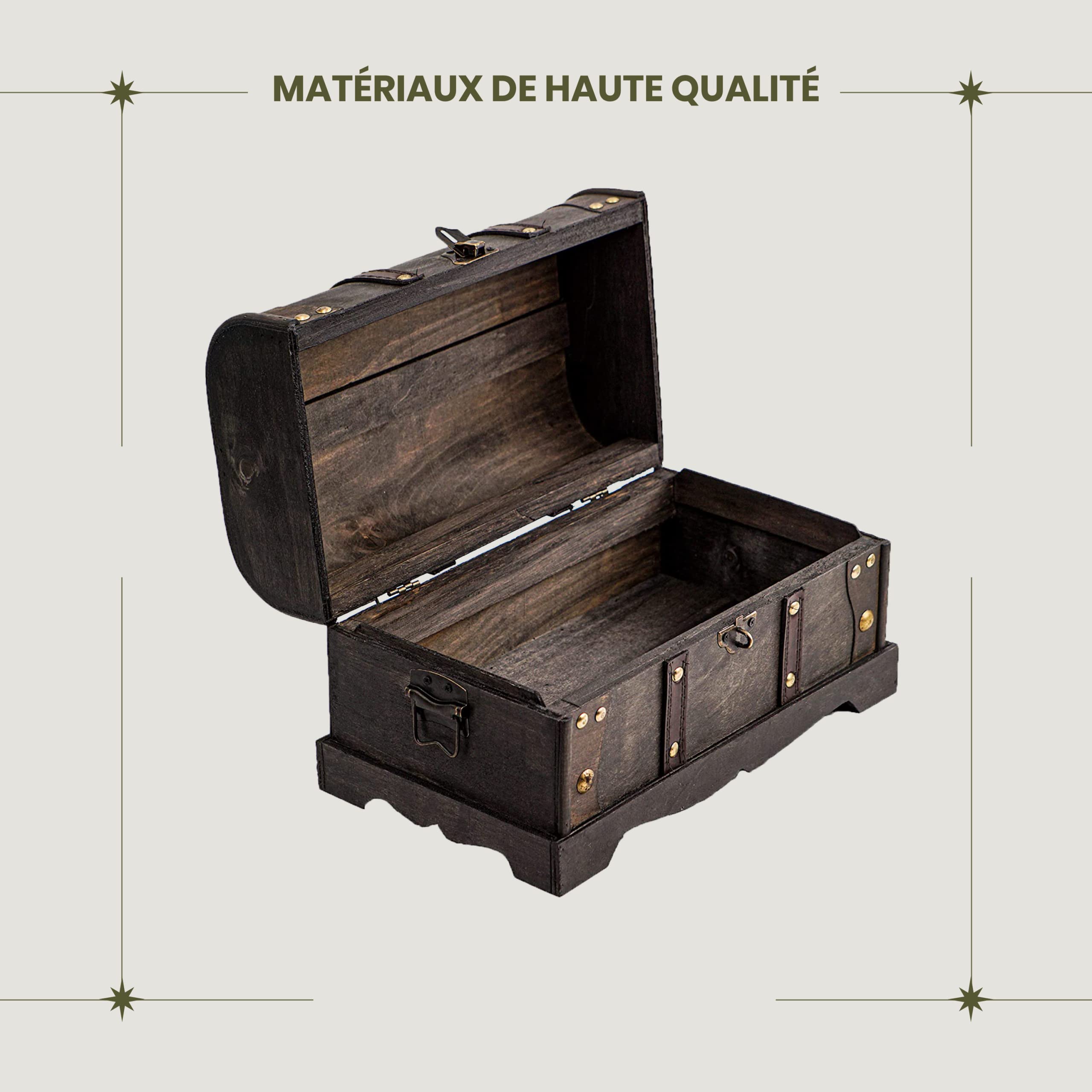 Coffre Au Trésor Vintage En Bois Et Métal - 22x14x14cm, Décoratif Et Rangeable - Brynnberg William